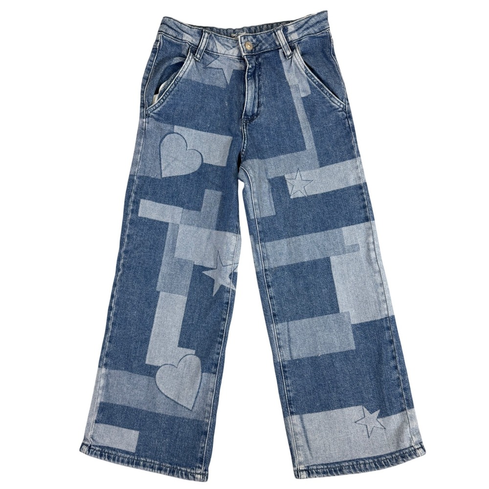 Epic Threads Girls Wide Leg Jeans Blue Denim Hearts Stars Print Size 14 NWT